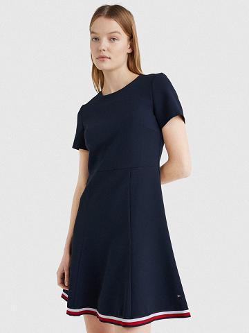 Női Tommy Hilfiger Corporate Stripe Dresses Kék | HU 50GSO